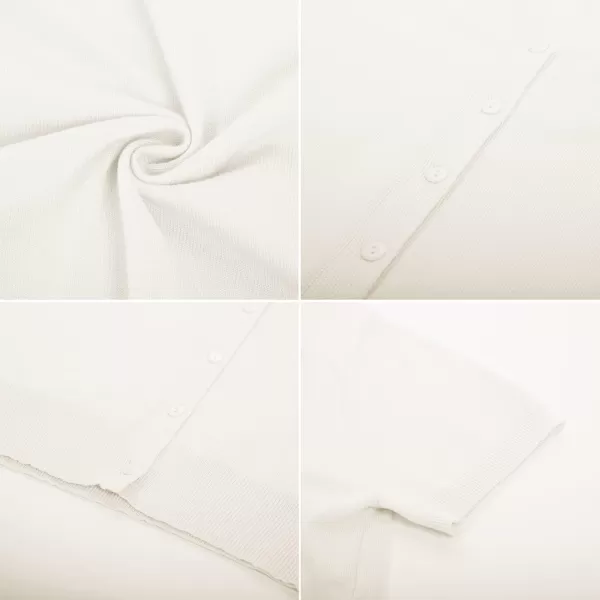 GRACE KARIN Womens Long Sleeve Button Down Sweater Classic VNeck Knit CardiganShort Sleeve White