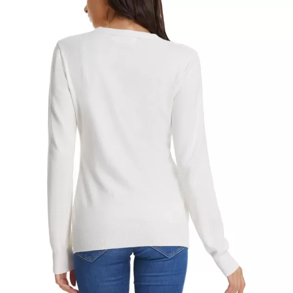 GRACE KARIN Womens Long Sleeve Button Down Sweater Classic VNeck Knit CardiganWhite