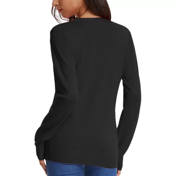 GRACE KARIN Womens Long Sleeve Button Down Vee Neck Classic Sweater Knit CardiganBlack