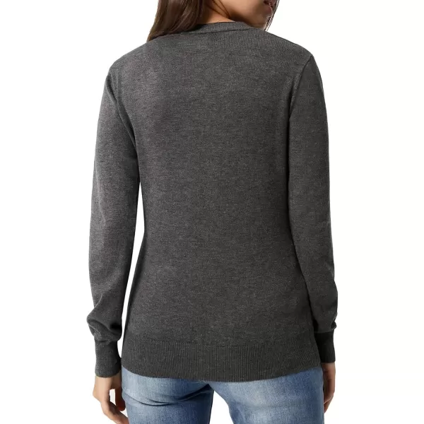 GRACE KARIN Womens Long Sleeve Button Down Vee Neck Classic Sweater Knit CardiganBlack Grey