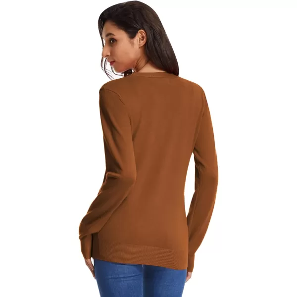 GRACE KARIN Womens Long Sleeve Button Down Vee Neck Classic Sweater Knit CardiganBrown