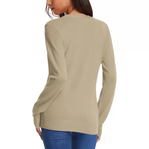 GRACE KARIN Womens Long Sleeve Button Down Vee Neck Classic Sweater Knit CardiganCamel