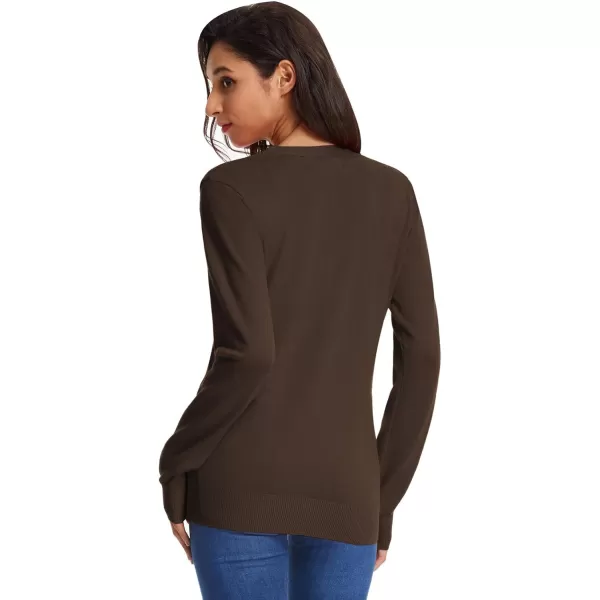 GRACE KARIN Womens Long Sleeve Button Down Vee Neck Classic Sweater Knit CardiganCoffee