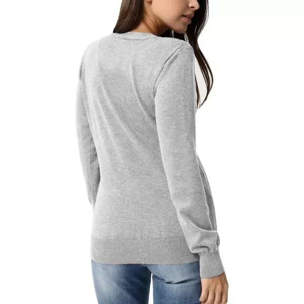 GRACE KARIN Womens Long Sleeve Button Down Vee Neck Classic Sweater Knit CardiganLight Grey