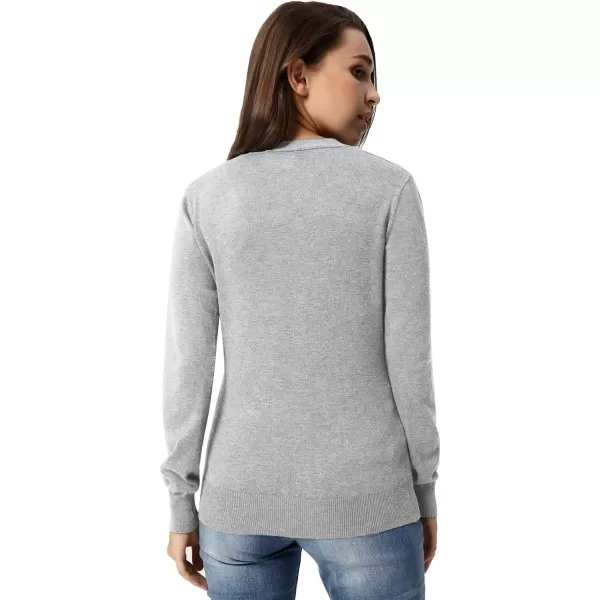 GRACE KARIN Womens Long Sleeve Button Down Vee Neck Classic Sweater Knit CardiganLight Grey