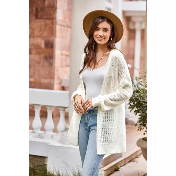 GRACE KARIN Womens Long Sleeve Cardigan VNeck Hollow Out Sweater Open Front Casual OutwearBeige