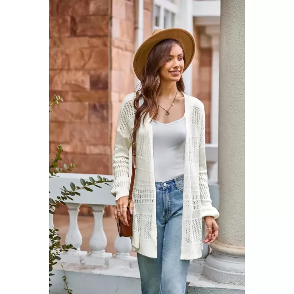 GRACE KARIN Womens Long Sleeve Cardigan VNeck Hollow Out Sweater Open Front Casual OutwearBeige