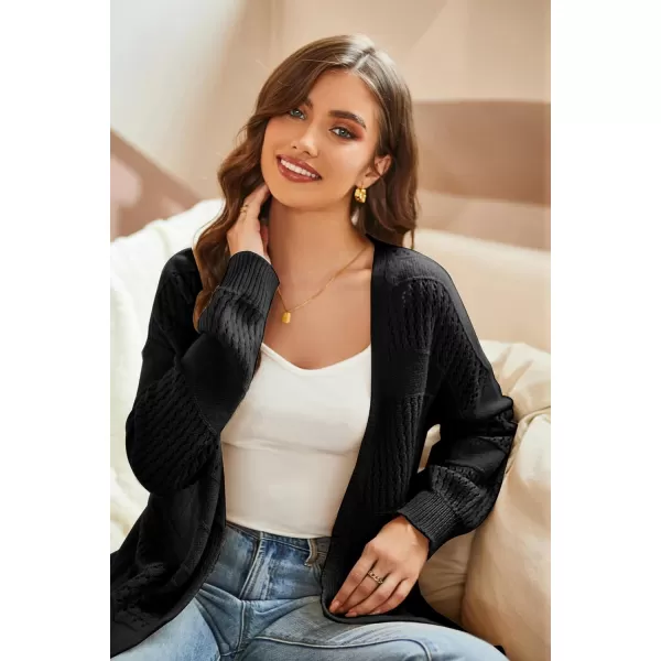 GRACE KARIN Womens Long Sleeve Cardigan VNeck Hollow Out Sweater Open Front Casual OutwearBlack