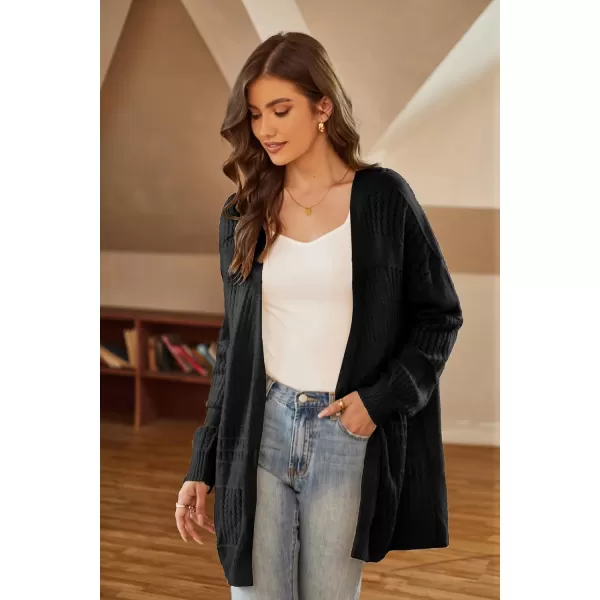 GRACE KARIN Womens Long Sleeve Cardigan VNeck Hollow Out Sweater Open Front Casual OutwearBlack