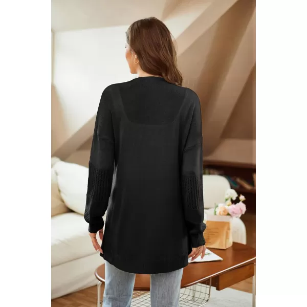 GRACE KARIN Womens Long Sleeve Cardigan VNeck Hollow Out Sweater Open Front Casual OutwearBlack