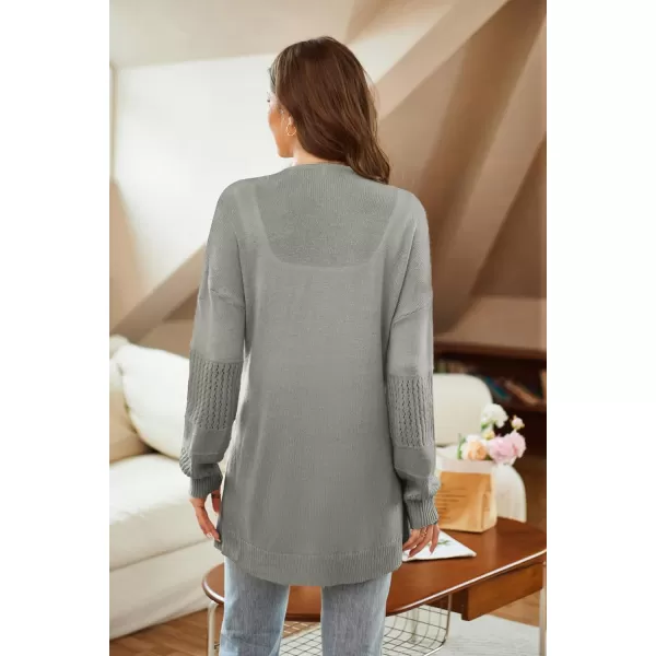 GRACE KARIN Womens Long Sleeve Cardigan VNeck Hollow Out Sweater Open Front Casual OutwearLight Grey