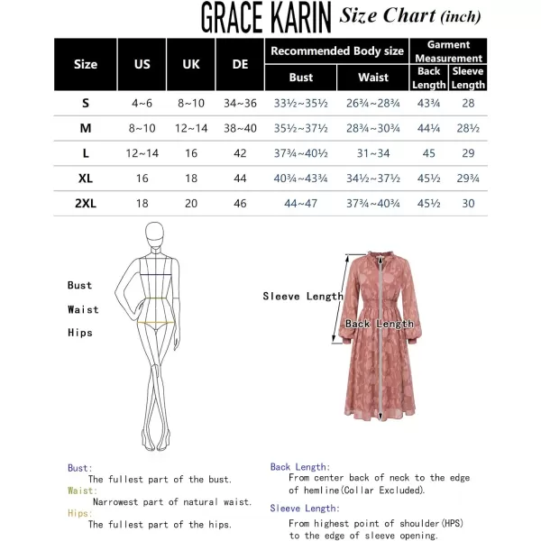 GRACE KARIN Womens Long Sleeve Dress Fall V Neck Side Slit A Line Casual Work Dresses Boho Floral DressBean Paste Pink