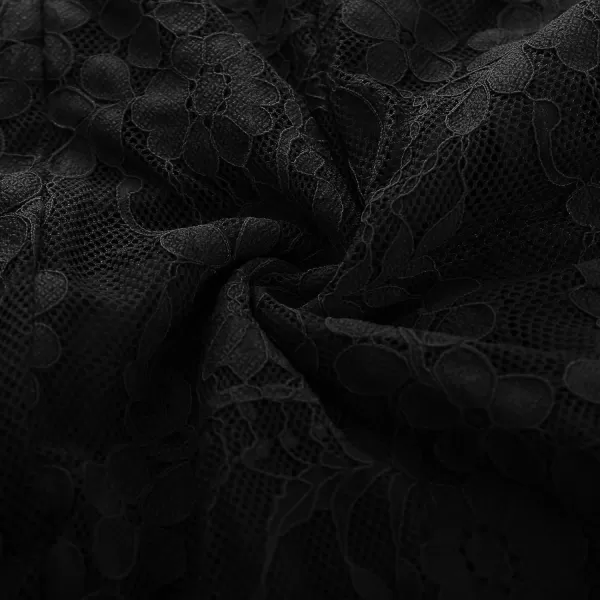 GRACE KARIN Womens Long Sleeve Lace Dresses for Wedding Guest Ruched Bodycon Mermaid Ruffle Slit Cocktail Midi DressBlack