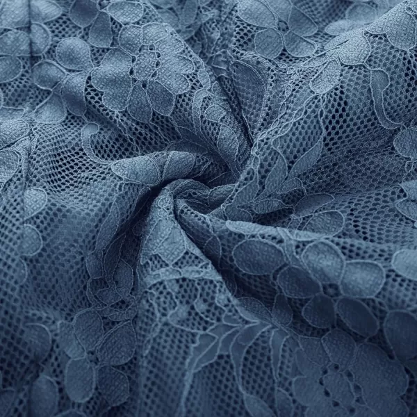 GRACE KARIN Womens Long Sleeve Lace Dresses for Wedding Guest Ruched Bodycon Mermaid Ruffle Slit Cocktail Midi DressGrey Blue