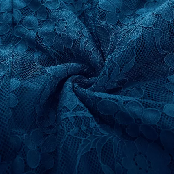 GRACE KARIN Womens Long Sleeve Lace Dresses for Wedding Guest Ruched Bodycon Mermaid Ruffle Slit Cocktail Midi DressPeacock Blue