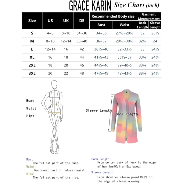 GRACE KARIN Womens Long Sleeve Open Front Knitting Kimono Cardigan with PocketsGradient Yellow