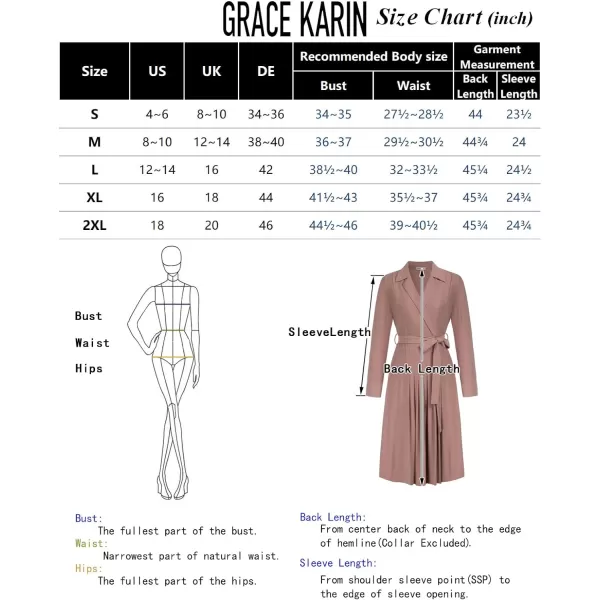 GRACE KARIN Womens Long Sleeve Pleated Dresses Wrap V Neck Flowy Business Casual Aline DressApricot