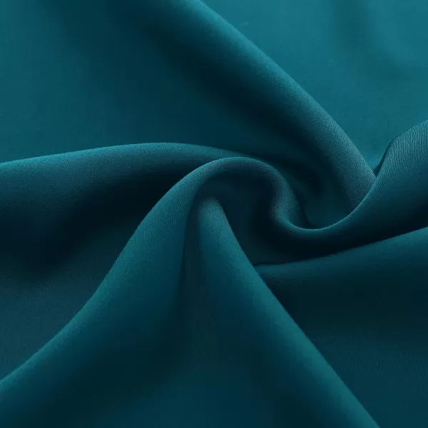 GRACE KARIN Womens Long Sleeve Satin Wedding Guest Dress with Slit Elegant Boat Neck High Waist ALine Midi DressPeacock Blue