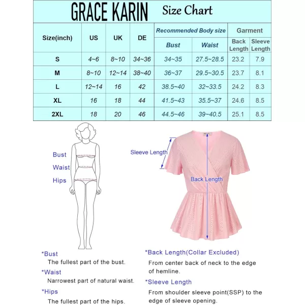 GRACE KARIN Womens Long Sleeve Tops V Neck Eyelet Top Peplum Blouse Casual Fall Wrap TopBlack