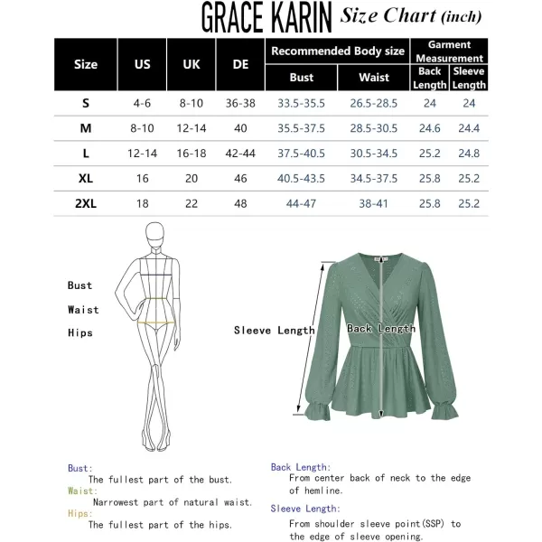 GRACE KARIN Womens Long Sleeve Tops V Neck Eyelet Top Peplum Blouse Casual Fall Wrap TopPurplelong Sleeve