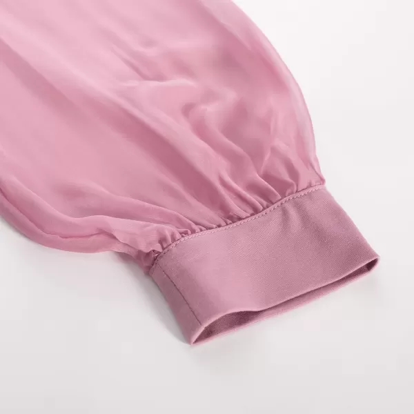 GRACE KARIN Womens Mesh Long Sleeve Midi Bodycon Dress V Neck Cocktail Party DressesPink