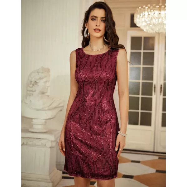 GRACE KARIN Womens Mother of The Bride Sequins Glitter Mini Jacket DressWine Red