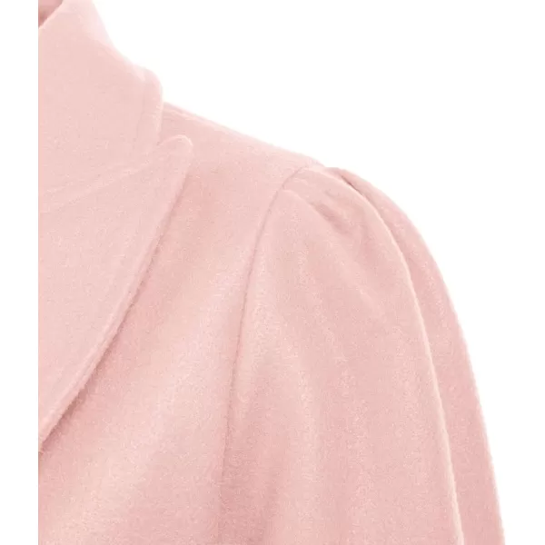 GRACE KARIN Womens Notch Lapel Long Puff Sleeve a Line Pea Coat with Self Tie BeltLight Pink