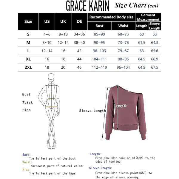 GRACE KARIN Womens Off Shoulder Sweater Long Sleeve Loose Pullover Knit Jumper Tunic TopsGray Purple