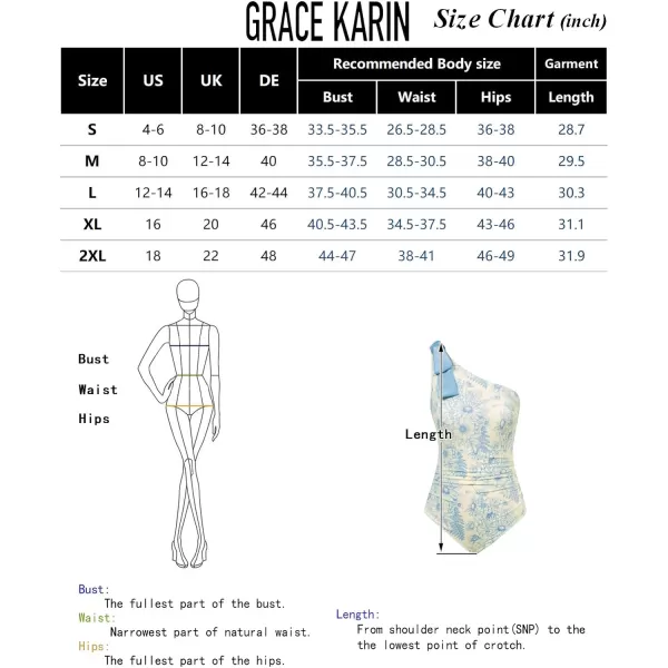 GRACE KARIN Womens One Piece Swimsuits One Shoulder Swimwear Monokinis Bathing SuitsBlue White