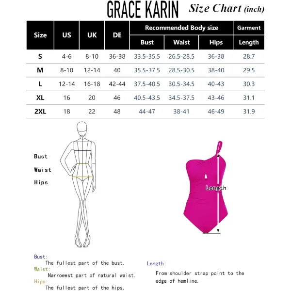 GRACE KARIN Womens One Piece Swimsuits One Shoulder Tummy Control Bathing Suit Slimming Ruched Keyhole SwimwearRose Purple