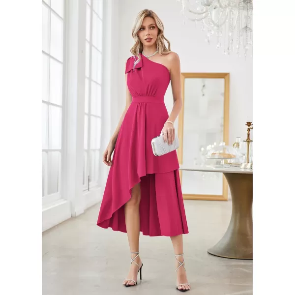 GRACE KARIN Womens One Shoulder Long Formal Dresses Sleeveless High Low Elegant Cocktail Wedding Guest Slit Maxi DressRose Purple