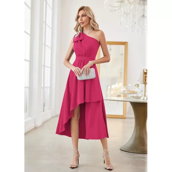 GRACE KARIN Womens One Shoulder Long Formal Dresses Sleeveless High Low Elegant Cocktail Wedding Guest Slit Maxi DressRose Purple