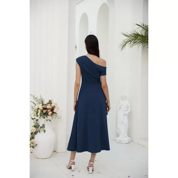 GRACE KARIN Womens One Shoulder Party Dress High Low Hem Maxi A Line DressDark Blue