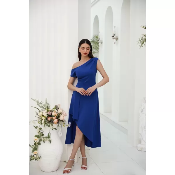 GRACE KARIN Womens One Shoulder Party Dress High Low Hem Maxi A Line DressRoyal Blue