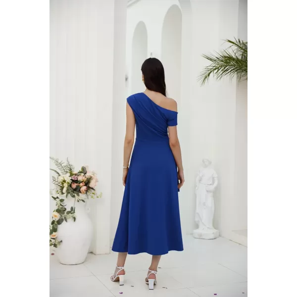 GRACE KARIN Womens One Shoulder Party Dress High Low Hem Maxi A Line DressRoyal Blue