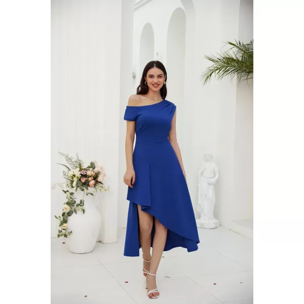 GRACE KARIN Womens One Shoulder Party Dress High Low Hem Maxi A Line DressRoyal Blue