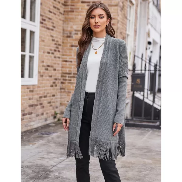GRACE KARIN Womens Open Front Cardigan Sweater Long Sweater Cardigan with TasselGrey