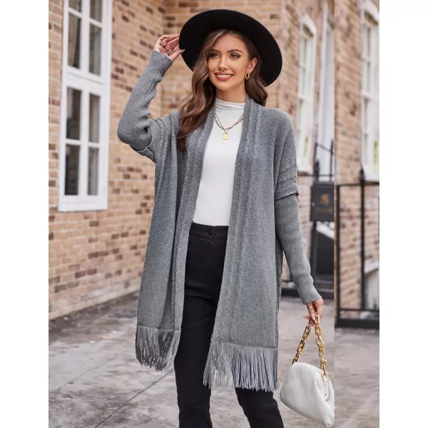 GRACE KARIN Womens Open Front Cardigan Sweater Long Sweater Cardigan with TasselGrey