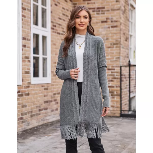 GRACE KARIN Womens Open Front Cardigan Sweater Long Sweater Cardigan with TasselGrey