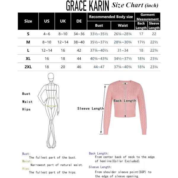GRACE KARIN Womens Open Front Knit Cropped Bolero Shrug Cardigan Sweater Long Sleeve S4XLPink Hollow Out