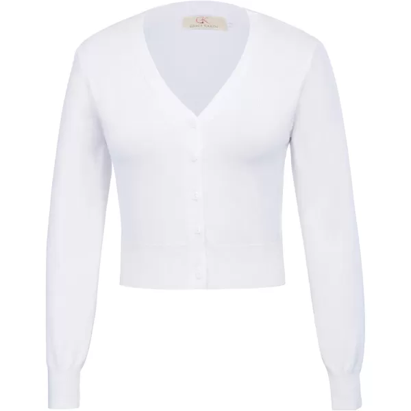 GRACE KARIN Womens Open Front Knit Cropped Bolero Shrug Cardigan Sweater Long Sleeve S4XLWhite