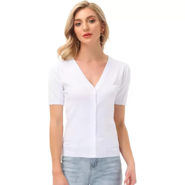 GRACE KARIN Womens Open Front Knit Cropped Bolero Shrug Cardigan Sweater Long Sleeve S4XLWhite Short Sleeve