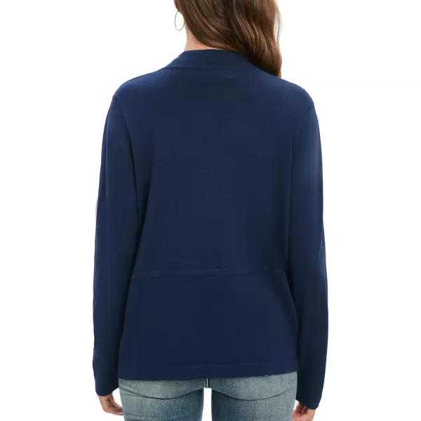 GRACE KARIN Womens Open Front Sweater Blazer Lapel Cardigan Sweater Long Sleeve Knitted Blazer Jackets with PocketsNavy Blue