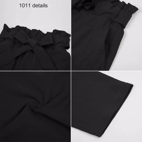 GRACE KARIN Womens Paper Bag Waist Pants Slim Fit Casual Office Pencil Pants2pcs Black amp Army Green