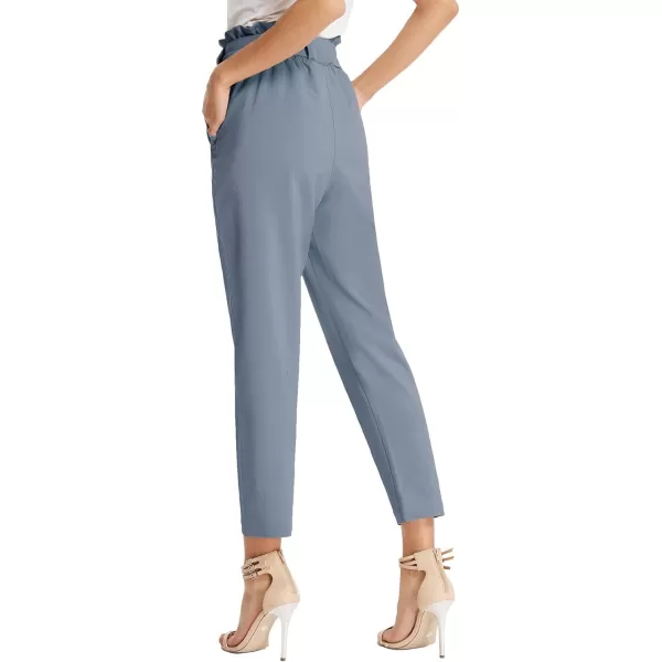 GRACE KARIN Womens Paper Bag Waist Pants Slim Fit Casual Office Pencil PantsBlue Gray