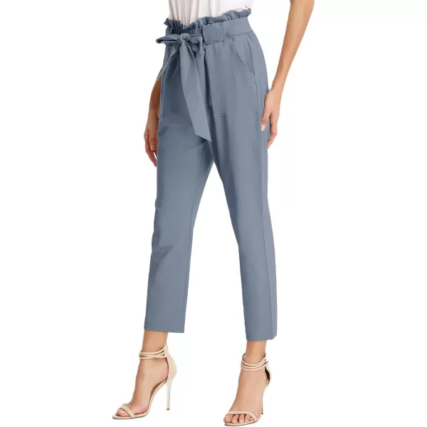 GRACE KARIN Womens Paper Bag Waist Pants Slim Fit Casual Office Pencil PantsBlue Gray