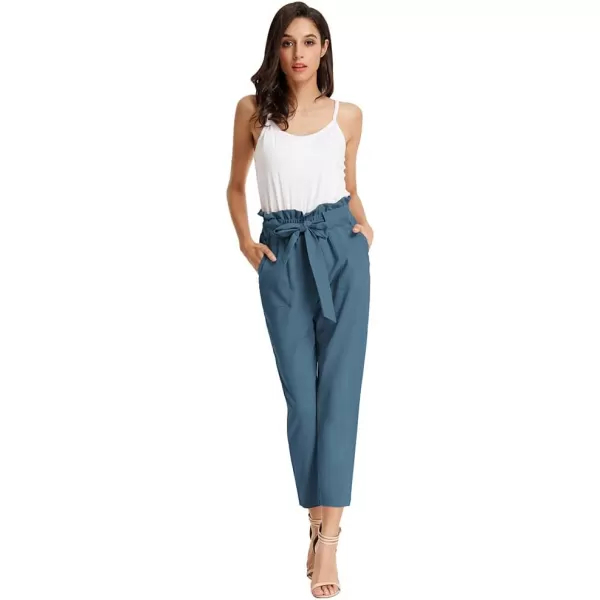 GRACE KARIN Womens Paper Bag Waist Pants Slim Fit Casual Office Pencil PantsBlue Haze