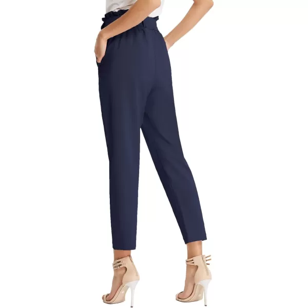 GRACE KARIN Womens Paper Bag Waist Pants Slim Fit Casual Office Pencil PantsDark Blue