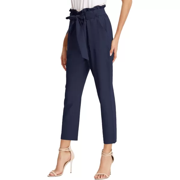 GRACE KARIN Womens Paper Bag Waist Pants Slim Fit Casual Office Pencil PantsDark Blue