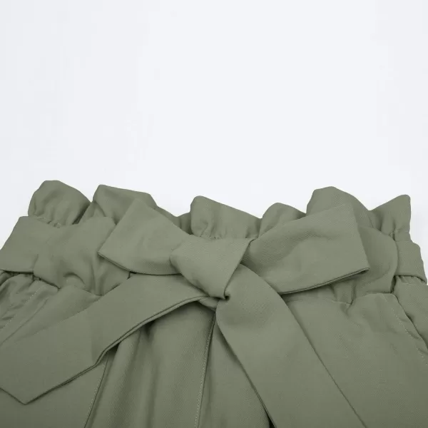 GRACE KARIN Womens Paper Bag Waist Pants Slim Fit Casual Office Pencil PantsGray Green